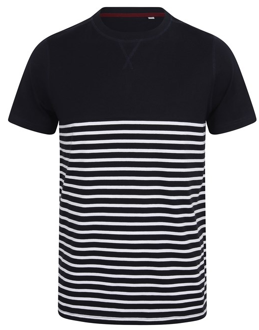 Unisex Short Sleeve Navy Stripe T-Shirt [Navy/White]