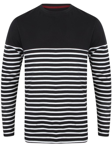 [FR134] Unisex Long Sleeve Navy Stripe T-Shirt [Navy/White]